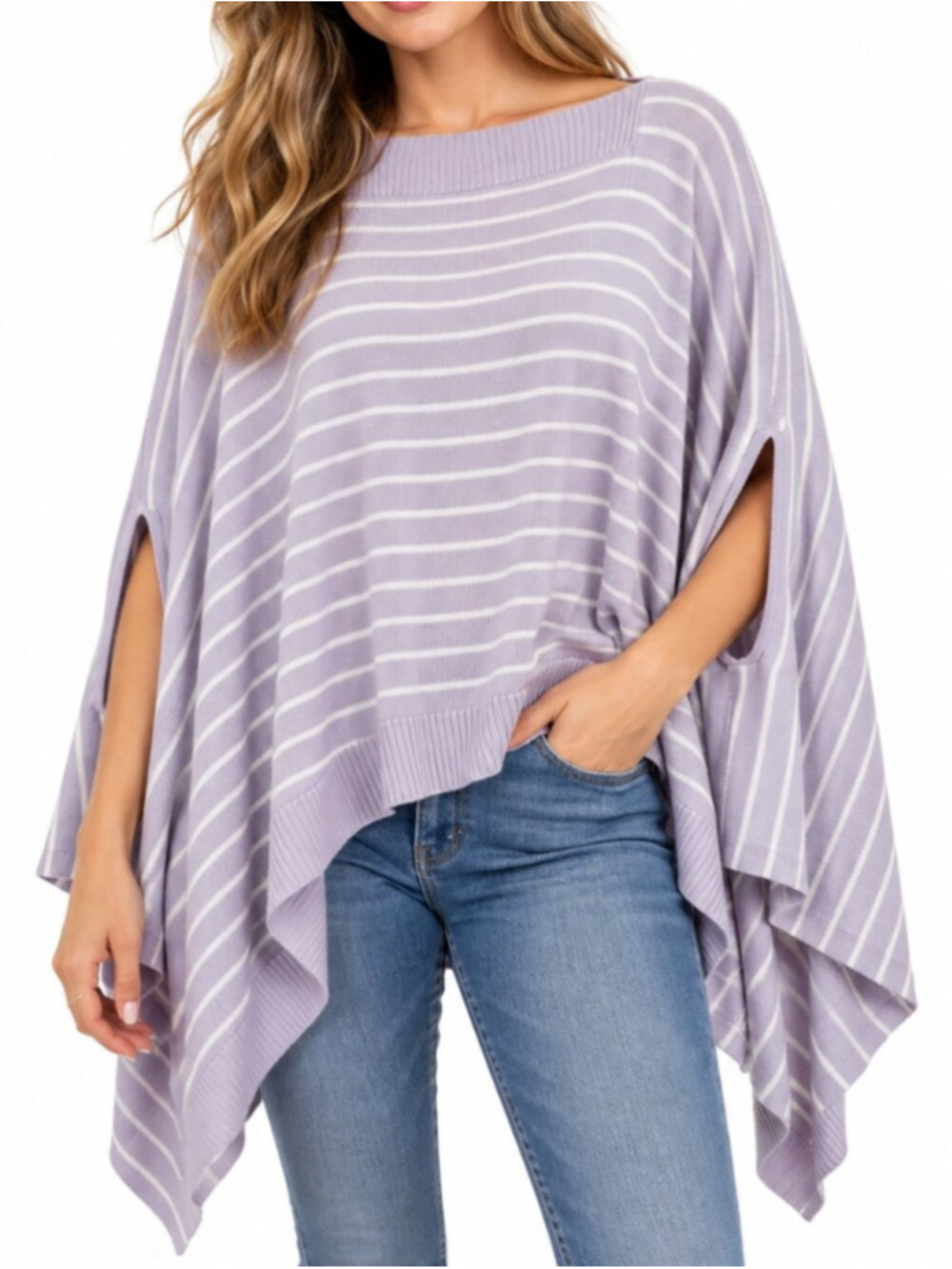LULULEMON Forward Flow Poncho Purple White Stripe One Size Convertible Cashmere